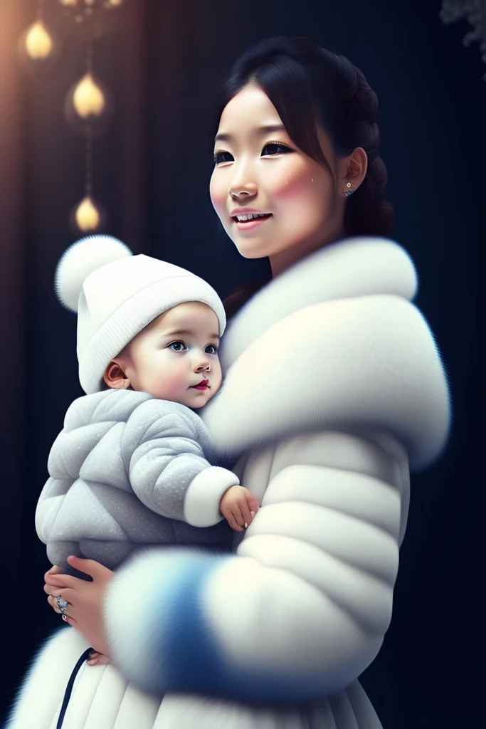 Japanese baby with her mother 